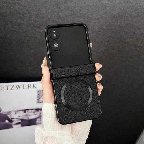 Funda magnética con textura de tela para Xiaomi Mix Flip 2 CD Magsafe (negra)