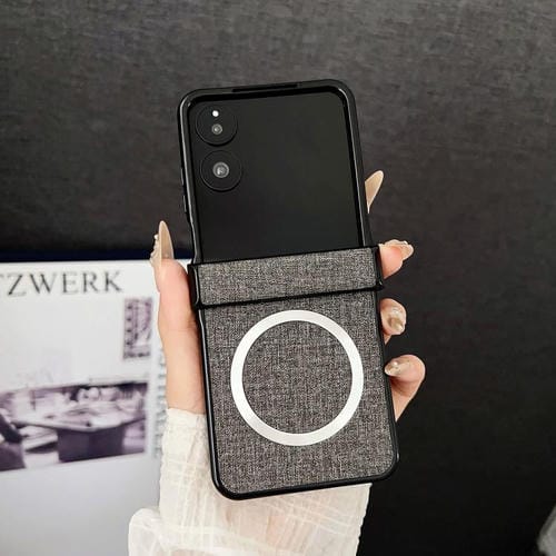 Funda magnética con textura de tela para Xiaomi Mix Flip 2 CD Magsafe (gris)