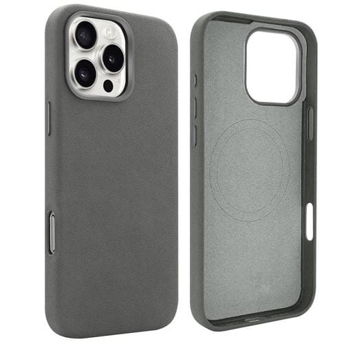Funda VIETAO de piel sintética MagSafe de gamuza para iPhone 16 Pro Max (gris oscuro)