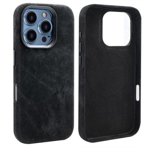 Funda VIETAO de cuero sintético con textura vaquera retro para iPhone 16 Pro (negro)