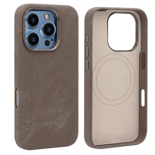 Funda VIETAO de cuero sintético con textura vaquera retro MagSafe para iPhone 15 Pro (marrón)
