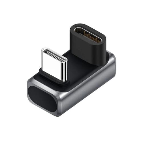 Adaptador tipo C de 240 W y 80 Gbps con todas las funciones, modelo: conector macho a hembra en forma de U (plateado)