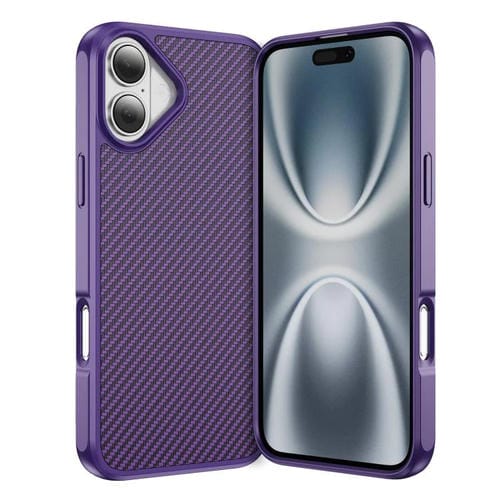 Funda MagSafe con textura de fibra de carbono y tacto suave para iPhone 17 (morada)