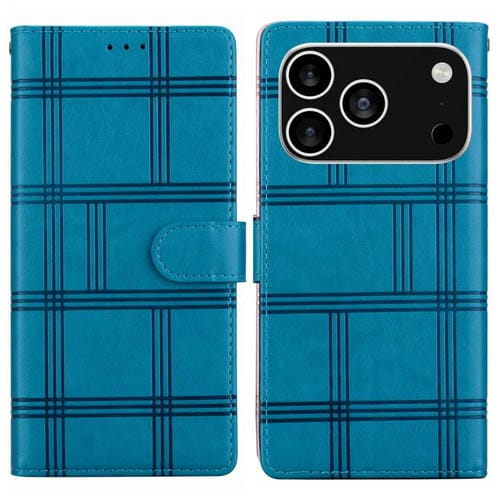 Funda de piel con relieve a cuadros para iPhone 17 Pro Max (azul)