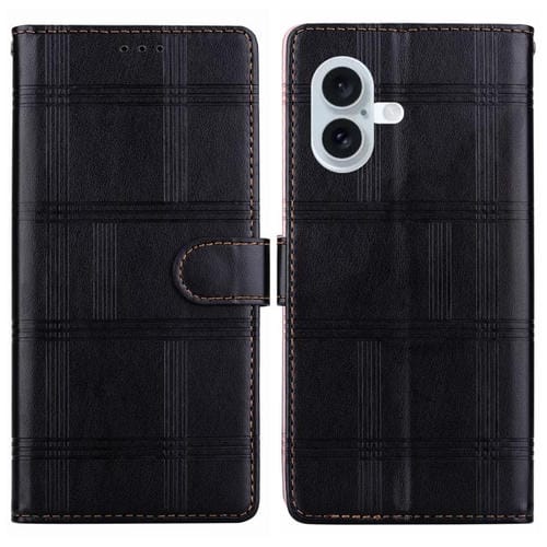 Funda de piel con relieve a cuadros para iPhone 17 (negra)