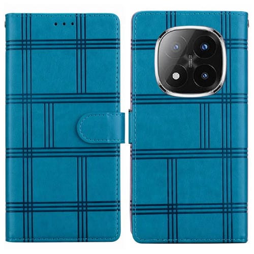 Funda de cuero con relieve a cuadros para Redmi Note 14 Pro+ 5G / Poco X7 5G (azul)