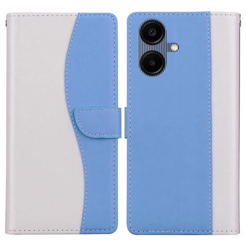 Funda de cuero bicolor con relieve para Samsung Galaxy A07 4G/5G (blanco y azul)
