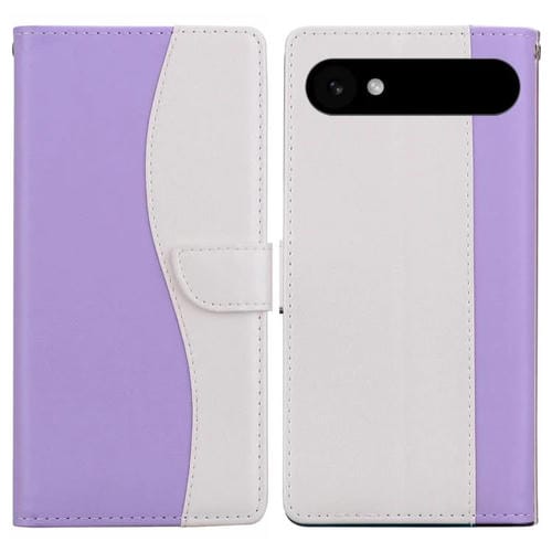 Funda de cuero bicolor con relieve Air para iPhone 17 (morado y blanco)