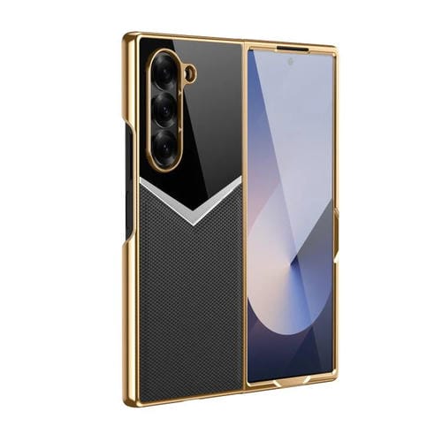 Funda plegable de cuero con contraste integrado para Samsung Galaxy Z Fold5 5G (negro)