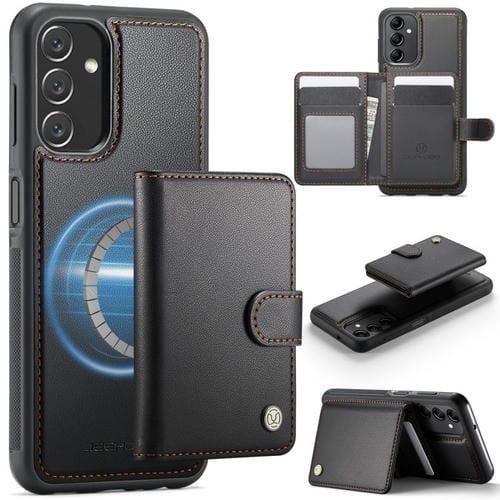 Funda de cuero con hebilla magnética y RFID para Samsung Galaxy A14 4G / 5G / M44 5G JEEHOOD J09 (negro)