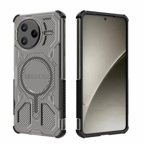 Funda BIBERCAS transparente con diseño de bolsa de aire MagSafe para Redmi K80 Pro (negra)