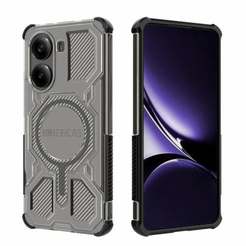 Funda BIBERCAS transparente con protección MagSafe Airbag para Redmi Turbo 4 (negra)