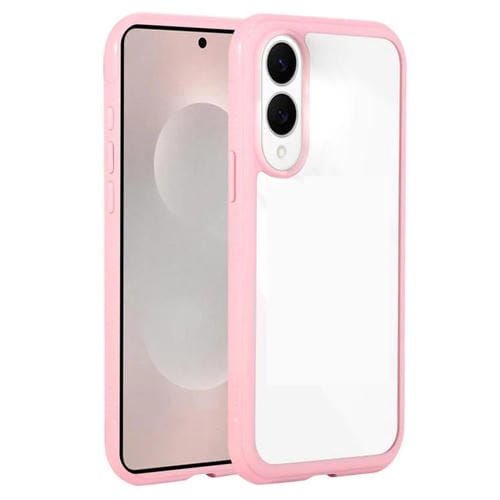 Funda de acrílico transparente de TPU con borde liso para Samsung Galaxy S25 Edge 5G (rosa)