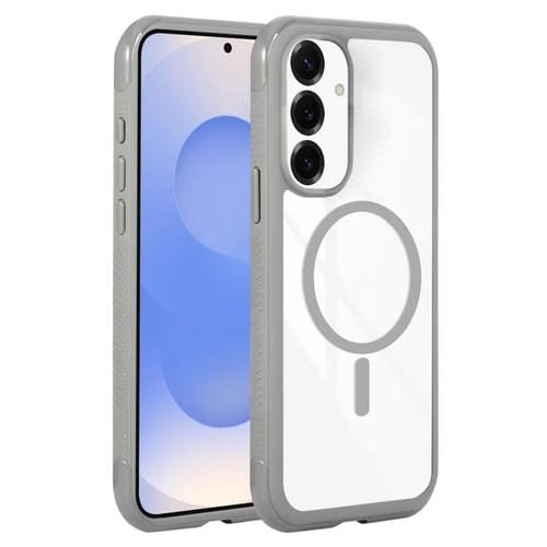 Funda magnética MagSafe transparente con borde liso para Samsung Galaxy S25+/S24+ 5G (gris)