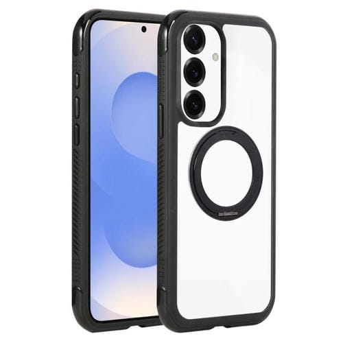 Funda MagSafe para Samsung Galaxy S25+ / S24+ 5G con borde transparente y rotación (negro)