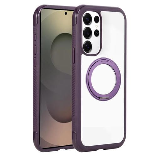 Funda MagSafe para Samsung Galaxy S25 Ultra / S24 Ultra 5G con borde transparente y rotación (morado oscuro)