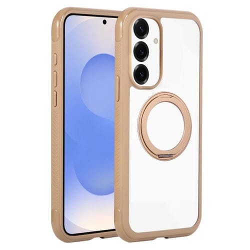 Funda MagSafe para Samsung Galaxy S25/S24 5G con borde transparente y rotación (marrón)