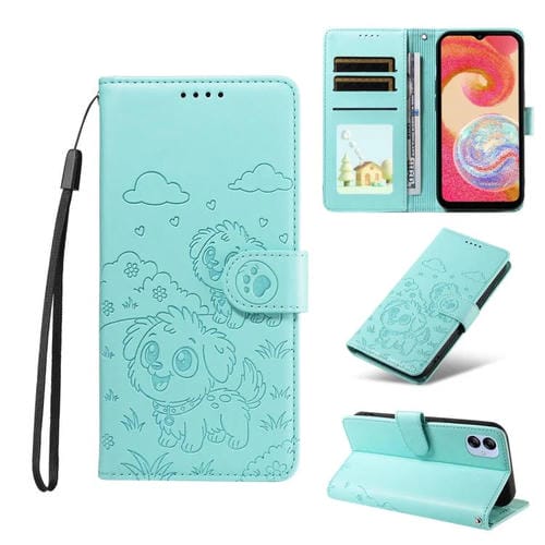 Funda de cuero tipo billetera con bloqueo RFID para Samsung Galaxy A04e 4G/F04 (verde)