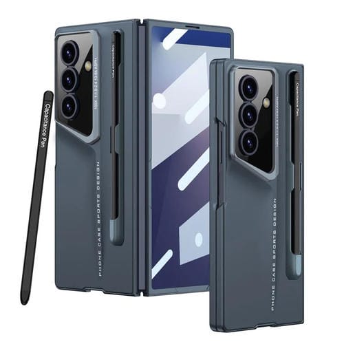 Funda ultrafina de cobertura total GKK para Samsung Galaxy Z Fold7 5G con ranura para bolígrafo (cian)