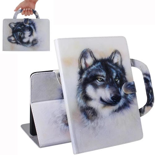 Funda de Cuero para iPad Mini (2019) Mini 1/2/3/4 con Tapa Horizontal Diseño Lobo Soporte Ranura Tarjeta Billetera