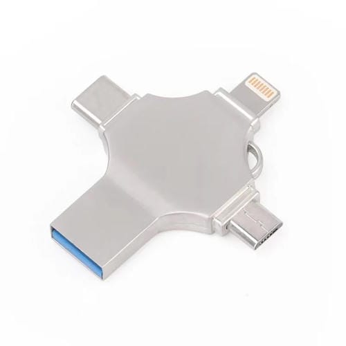 Disco Flash Cross 16GB 8 Pin + Micro USB + USB-C + USB 3.0 Metal 4 en 1