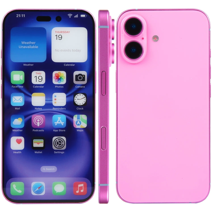 Modelo de Pantalla Falsa que no Funciona con Pantalla a Color para iPhone 16 Plus (Rosa)