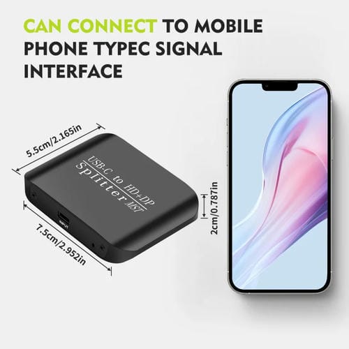 Divisor de Monitor Nk-E60 Tipo C USB-C a HDMI y DisplayPort MST SST (Negro)