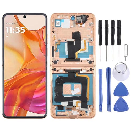 Ecrã Completo Original com Moldura para Motorola Razr 50 Ultra (Dourado)