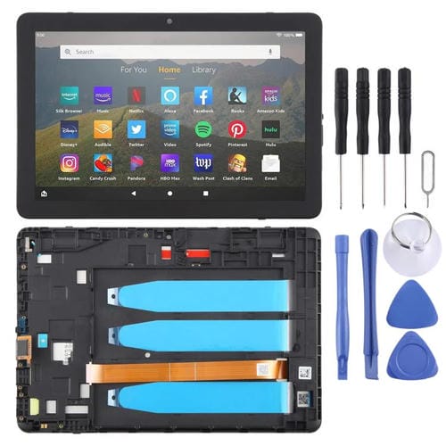 Pantalla LCD digitalizadora completa con marco para Amazon Kindle Fire HD 8 de 12.ª generación (2022) R2SP8T (negro)