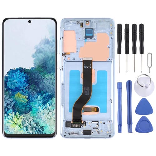 Ecrã LCD Super AMOLED Samsung Galaxy S20+ 5G SM-G986B/G985 com Moldura (Azul)