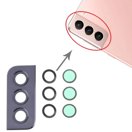 Linseabdeckung Kamera Samsung Galaxy S21 5G SM-G991 (10 Stück) (Schwarz)