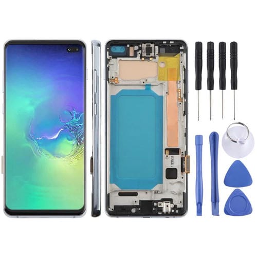 Pantalla LCD TFT digitalizadora de 6,38 pulgadas para Samsung Galaxy S10+ SM-G975F, ensamblaje completo con marco, sin identificación de huellas dactilares.