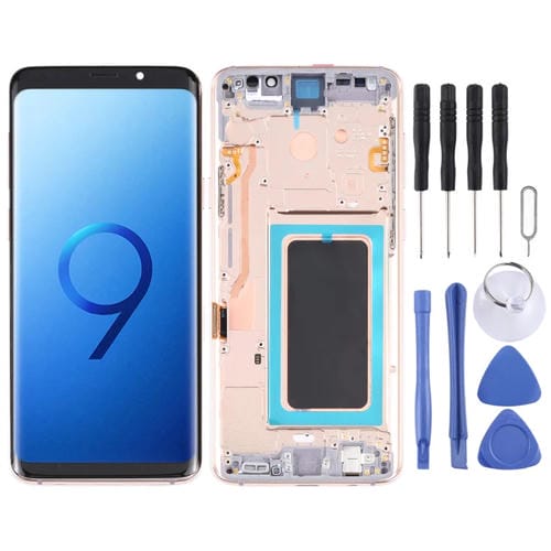 Schermo LCD Super AMOLED Samsung Galaxy S9+ G965F DS G965U G965W G9650 con Cornice (Oro)