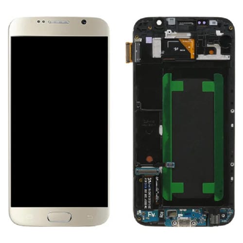 LCD-Bildschirm Super AMOLED Samsung Galaxy S6 SM-G920F mit Rahmen (Gold)