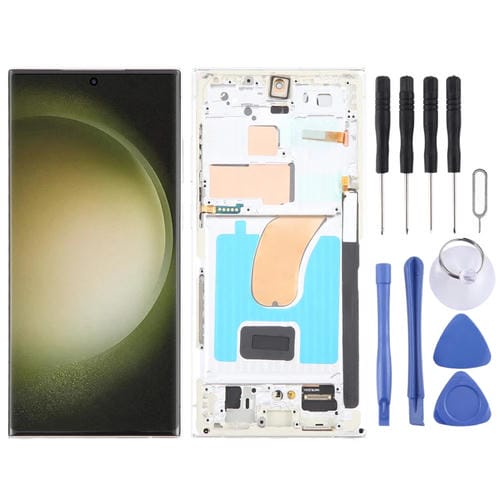 OLED-Bildschirm 6,78 Zoll Samsung Galaxy S23 Ultra 5G SM-S918B EU Edition mit Rahmen (Silber)