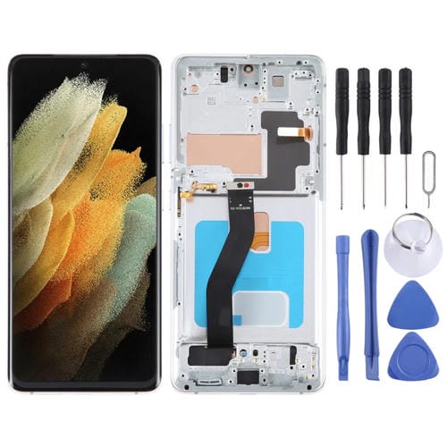 Schermo LCD OLED Samsung Galaxy S21 Ultra 5G SM-G998B (Argento) con Cornice