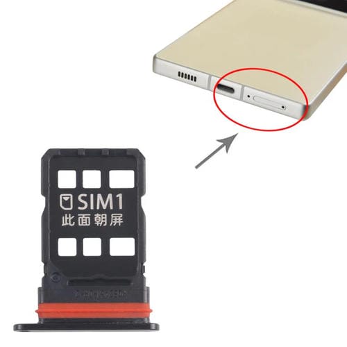 Tabuleiro Cartão SIM ZTE Nubia Z70 Ultra NX733J NX736J (Preto)
