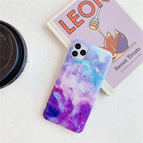 Estuche para teléfono móvil TPU iPhone 12 / 12 Pro Imd Jaspeado Liso (Piedra Púrpura)