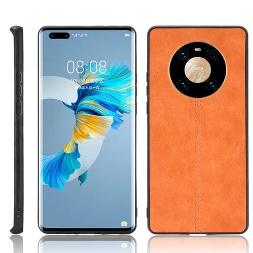 Para Huawei Mate 40 Pro + Funda de piel de vaca de costura a prueba de golpes PC + PU + TPU (naranja)