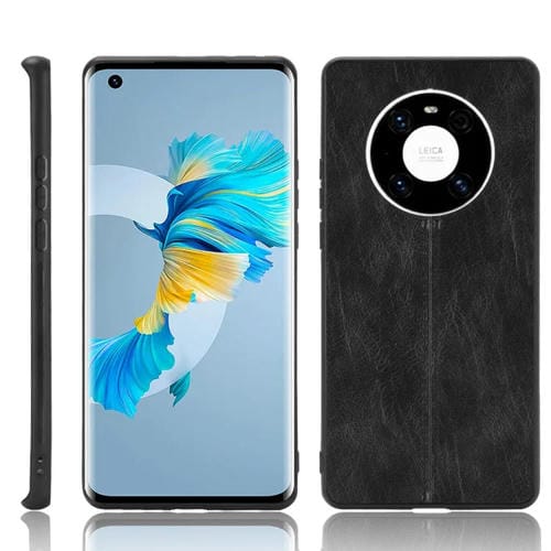Para Huawei Mate 40 Patrón de piel de vaca de costura a prueba de golpes Funda PC + PU + TPU (Negro)