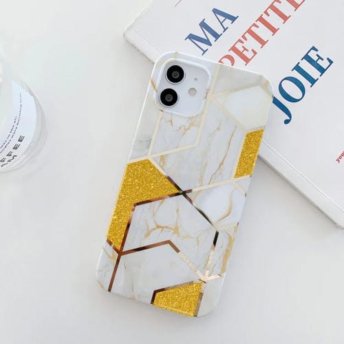 Funda TPU para iPhone 12 Mini Glitter Powder Galvanizado MĂĄrmol (Blanco)