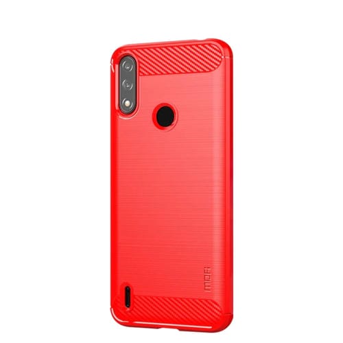 Para Motorola Moto E7 Power MOFI Gentleness Series Textura cepillada Fibra de carbono Soft TPU Case (rojo)