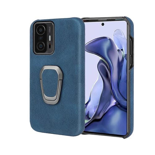 Funda telefónica de PU de soporte de anillo para Xiaomi MI 11T / 11T PRO (AZUL)