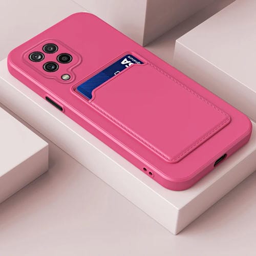 Funda Teléfono Samsung Galaxy A22 4G TPU Piel Tarjeta Contraste Color Boton (Rose Rojo)
