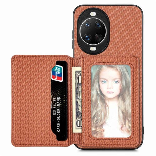 Funda magnética de fibra de carbono para Huawei Nova 14 Pro (marrón)