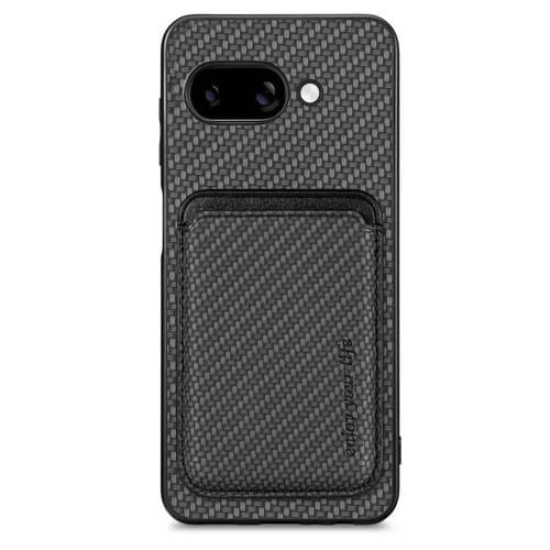Funda de Cuero Fibra de Carbono con Tarjetero Magsafe para Google Pixel 9A (Negro)