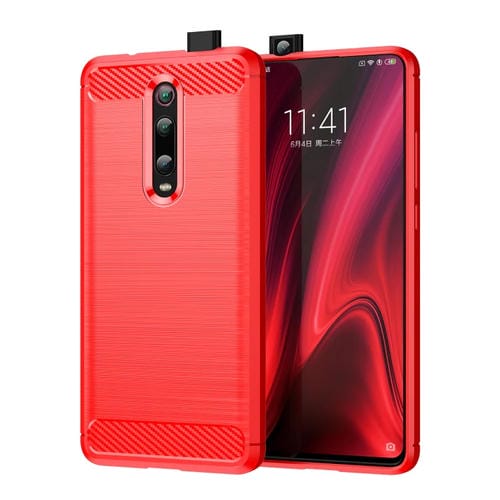 Carcasa de TPU de Fibra de Carbono con Textura Cepillada para Xiaomi Redmi K20 / K20 Pro (Rojo)