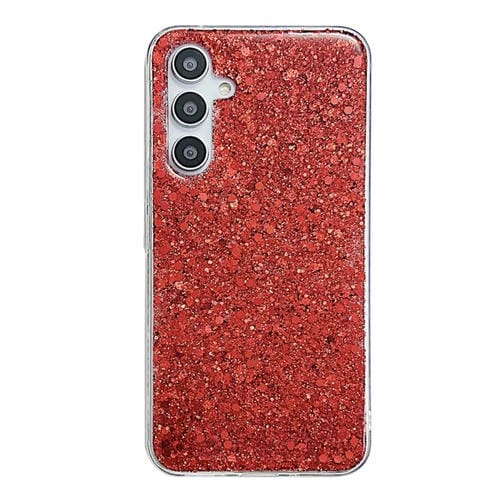 Estuche para Teléfono Samsung Galaxy A25 TPU Epoxi con Lentejuelas Brillantes (Rojo)
