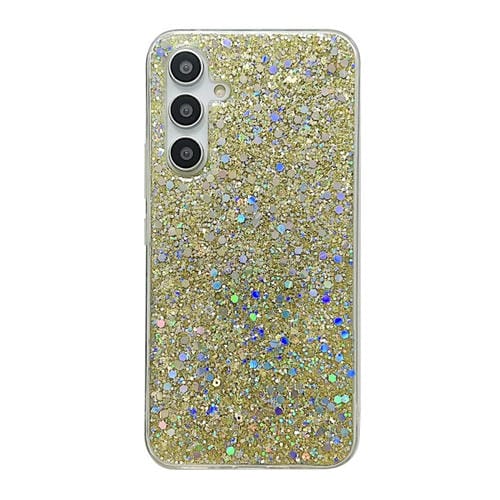 Estuche para Teléfono Samsung Galaxy A55 TPU Epoxi con Lentejuelas Brillantes (Dorado)