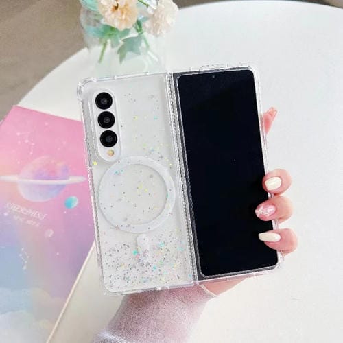 Funda Protectora para Samsung Galaxy Z Fold5 Magsafe Glitter TPU (Blanco)